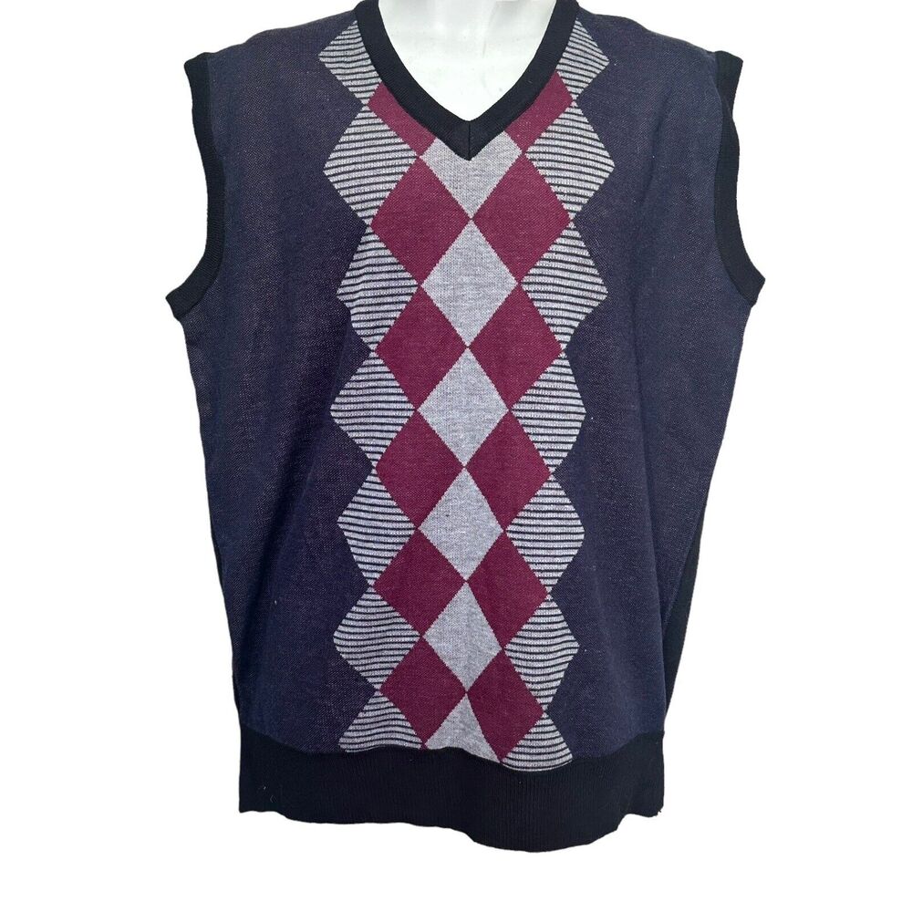 johnny j argyle sweater vest mens size XXL